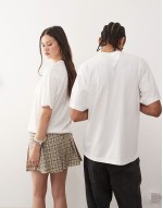 essential oversized fit back print logo t-shirt in off white - IVORY