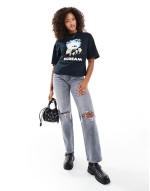 corset waist t-shirt with scream licence graphic in black