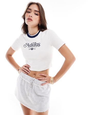 baby tee in white with logo