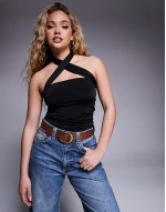 slinky halterneck top in black