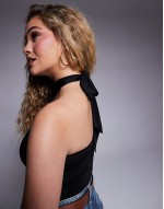 slinky halterneck top in black