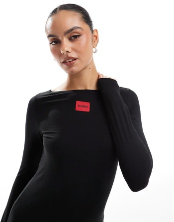 Bodywear co-ord long sve thermal t-shirt in black