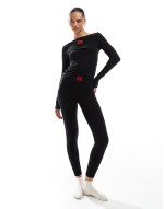 Bodywear co-ord long sve thermal t-shirt in black