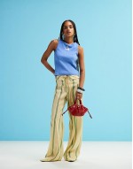 embroidered logo tank top in blue