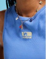 embroidered logo tank top in blue
