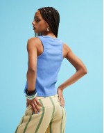 embroidered logo tank top in blue