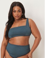 Premium Curve Riddy rib bikini in slate blue