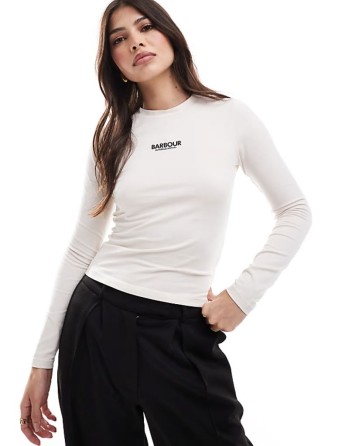 Myla logo long sve t-shirt in light stone exclusive to