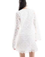 lace tie side mini skirt co-ord in white