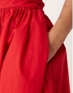 Felicity bandeau drop waist midi dress in red