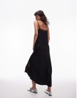 lace insert midi dress in black