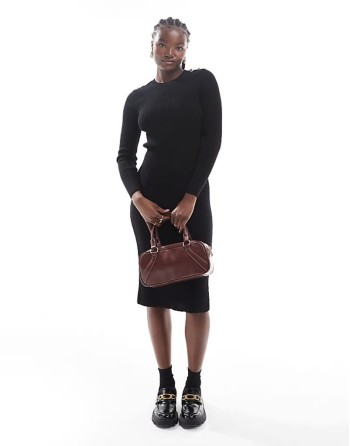 Peyton knitted midi dress in black