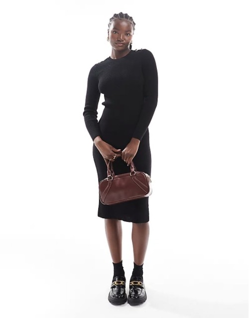 Peyton knitted midi dress in black